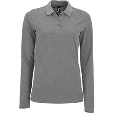 Viscose - Women Polo Shirts Sol's Women's Perfect Long Sleeve Pique Polo Shirt - Grey Marl