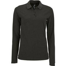 Sol's Women's Perfect Long Sleeve Pique Polo Shirt - Charcoal Marl