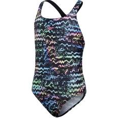 Speedo Girl's Allover Medalist Swimsuit - Black/Blue (812520-G674)