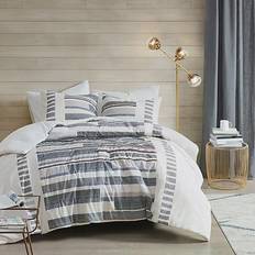 Navy blue king bed Ink+ivy Serena 3 Piece Cotton Printed King California King Comforter Set in Navy Bed Linen Multicolor