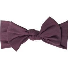 Copper Pearl Knit Headband Bow - Plum