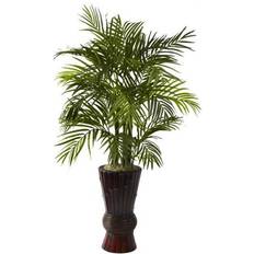 Polyester Garden Decorations Nearly Natural Areca with Bamboo Planter