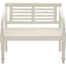 White Benches Zimlay Farmhouse Mahogany Settee Bench 40x36"