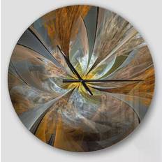 Clocks Design Art Fractal Flower with Golden Rays Wall Clock 23"