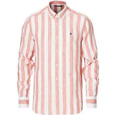 Morris douglas Morris Douglas Striped Linen Button Down Shirt - Orange