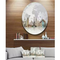 Design Art Famous Monuments Across World Circle Metal Wall Art Wall Decor