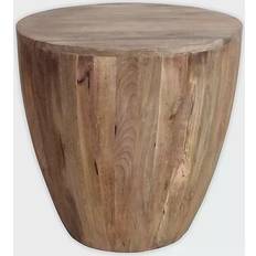 Small Tables The Urban Port Hand-Carved Drum Small Table 21"