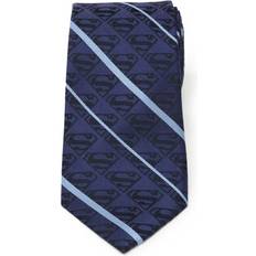 Blue Ties DC Comics Superman Stripe Pattern Silk Tie - Blue