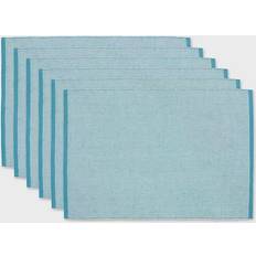 Solid Colors Place Mats Eco-Friendly Chambray Fine Ribbed 6-pack Place Mat Blue (48.26x33.02)