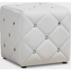 Baxton Studio White Stools Baxton Studio Stacey Pouffe 13.8"