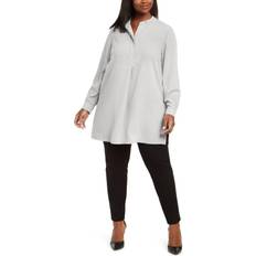 Anne Klein Longer Length Nehru Tunic Top Plus Size - White