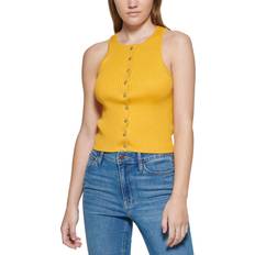 Calvin Klein Tank Tops Calvin Klein Ribbed Button-Down Sleeveless Top - Golden