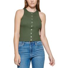 Calvin Klein Tank Tops Calvin Klein Ribbed Button-Down Sleeveless Top - Thyme