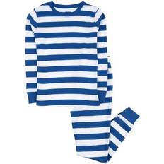 Leveret Kid's Striped Pajama Set 2-piece - Blue/White