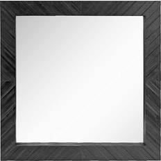 Stonebriar Collection Textured Black Wooden Chevron Wall Mirror 20x20"