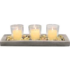 Stone Candlesticks, Candles & Home Fragrances Stonebriar Collection Briarwood Decorative Votive Tray with Rustic Cement Tray Candle Holder 2.9" 3