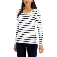 Tommy Hilfiger Striped Long-Sleeve Top - Bright White/Sky Captain