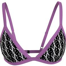 Multicoloured Bikini Tops Calvin Klein Triangle Fixed Monogram Bikini Top - Monogram Black