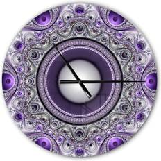 Design Art Purple Fractal Pattern with Circles Modern Wall Clock 23"