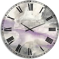 Clocks Design Art Watercolor Minimal Purple Tones I Wall Clock 23"