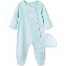 1-3M Pajamases Little Me Welcome to the World Footed One-Piece & Hat - New Blue