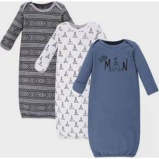Blue Nightgowns Children's Clothing Yoga Sprout Preemie 3-Piece Little Man Gown Set - Blue