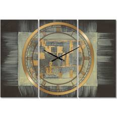 Clocks Design Art Gold Geometric Tapestry II Wall Clock 36"