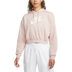 Nike Sportswear Club Fleece Oversized Crop Graphic Hoodie Women's - Pink Oxford/White