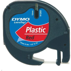 Dymo letratag plastic tape Dymo LetraTag Plastic Tape Black on Red 12mm