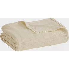 Madison Park Freshspun Basketweave Blankets Beige (274.32x228.6cm)