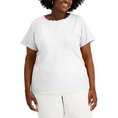 Anne Klein T-shirts Anne Klein Scalloped T-shirt Plus Size - Bright White