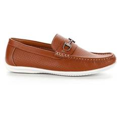 Faux Leather - Men Low Shoes Aston Marc Perforated Classic - Tan