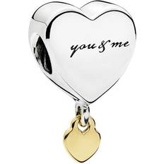 Pandora Or Breloques et Pendentifs Pandora Dangling You & Me Heart Charm - Silver/Gold