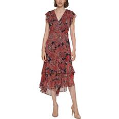 Midi Dresses - Paisley Tommy Hilfiger Women's Paisley Flutter-Sleeve Dress - Sky Captain/Samba