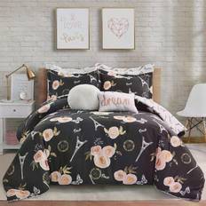 Lush Decor Vintage Paris Bedspread Black (233.7x228.6cm)