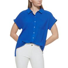 Calvin Klein Short Sleeve Button Down Shirt - klein Blue