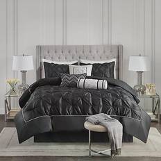 Madison Park Piedmont Ruched Bed Linen Black (264.16x233.68)