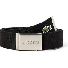 Lacoste Accessoires Lacoste Engraved Buckle Woven Fabric Belt - Black