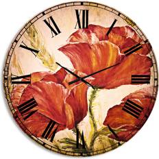 Clocks Design Art Three Poppies Flower Wall Clock 23"