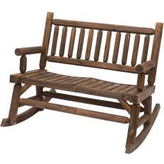 Garden & Outdoor Furniture OutSunny Rocking Bench Rough Cut Garden Bench