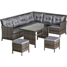 Dining Outdoor Lounge Sets Garden & Outdoor Furniture OutSunny 860-025GY Outdoor Lounge Set, 1 Table incl. 3 Sofas