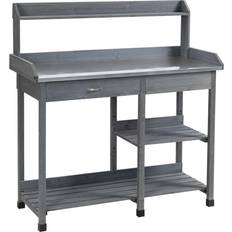 Potting Benches OutSunny Potting Bench Table Grey 450 x 1,210 mm