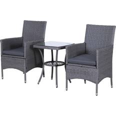 Glass - Grey Bistro Sets OutSunny 863-033 - Grey Bistro Set, 1 Table incl. 2 Chairs