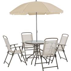 Beige Patio Dining Sets OutSunny 01-0708 Patio Dining Set, 1 Table incl. 4 Chairs