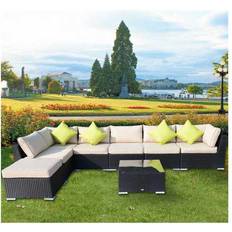 Garden & Outdoor Furniture OutSunny 8pc Rattan Sofa Patio Set Outdoor Lounge Set