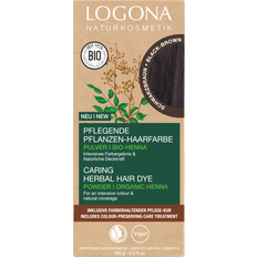 Logona Naturkosmetik Nourishing vegetable hair colour, vegan hair colour powder with organic henna for intense colour and shine, plant hair colour in black brown (brown) 1 x