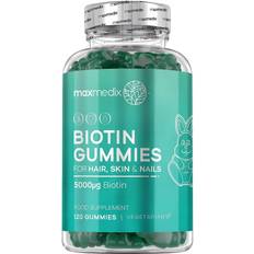 Maxmedix biotin Maxmedix Biotin gummies til Hår, Hud & Negle 120 gummies Skønhedstilskud med vitaminer, der kan tygges