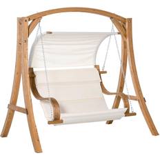 Best Outdoor Sofas & Benches OutSunny Wooden Porch A-frame Swing Chair W/ Canopy And Cushion For Patio Garden