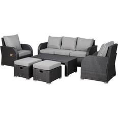 Garden & Outdoor Furniture OutSunny 860-105V70 Outdoor Lounge Set, 1 Table incl. 2 Chairs & 1 Sofas