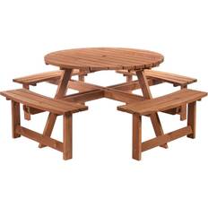 Wood Picnic Tables OutSunny Alfresco 8 Seater Wooden Picnic Set